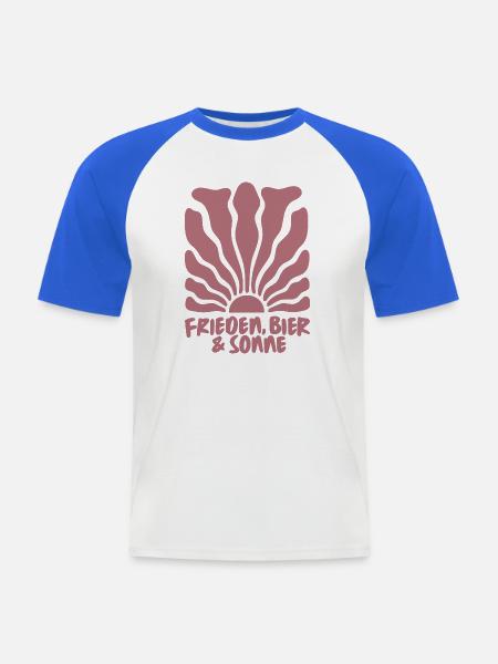 Frieden, Bier und Sonne - Männer Baseball-T-Shirt - Weiß/Royalblau