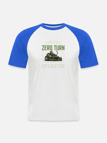 Zertifizierter Rasenmäher Fahrer Aufsitzmäher - Männer Baseball-T-Shirt - Weiß/Royalblau