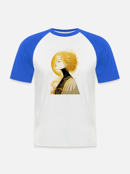 Schlafende Mondfrau - Sleeping Moon Woman - Männer Baseball-T-Shirt - Weiß/Royalblau