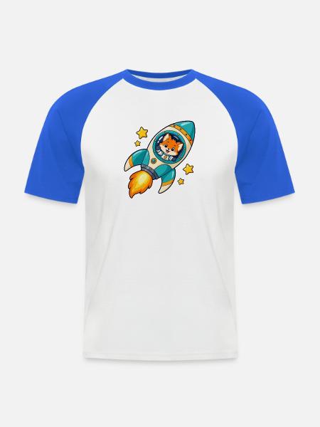 013BD215-3306-4641-A8E4-512B5F53C377 - Männer Baseball-T-Shirt - Weiß/Royalblau