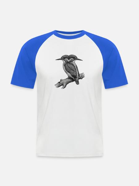 Der Eisvogel - Männer Baseball-T-Shirt - Weiß/Royalblau