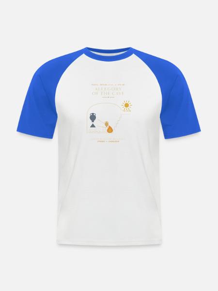 Höhlenallegorie: Licht erscheint - Männer Baseball-T-Shirt - Weiß/Royalblau