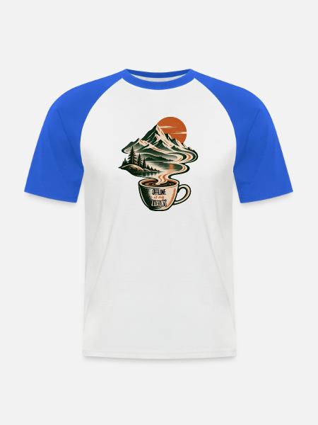 OFFLINE IS MY LUXURY - Männer Baseball-T-Shirt - Weiß/Royalblau