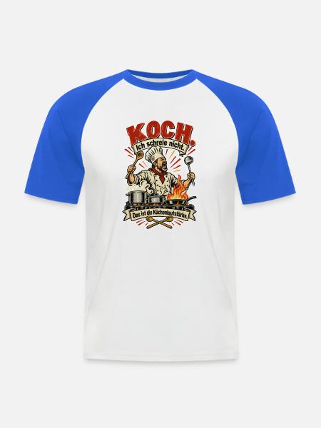 Koch Küchenlautstärke - Männer Baseball-T-Shirt - Weiß/Royalblau