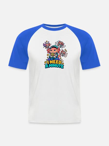 Ich brauche eine Minute - Männer Baseball-T-Shirt - Weiß/Royalblau