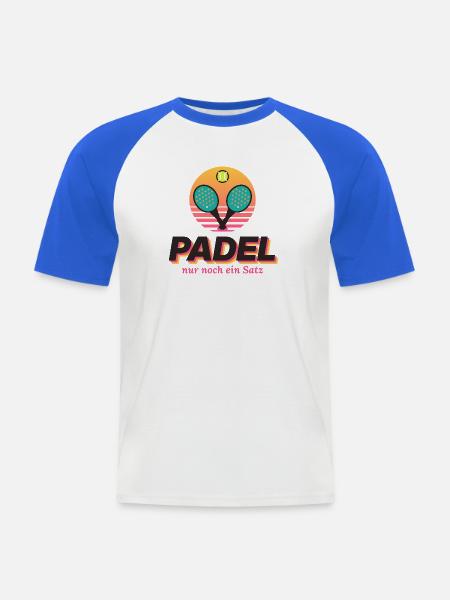 Padel Sunset Retro - Männer Baseball-T-Shirt - Weiß/Royalblau