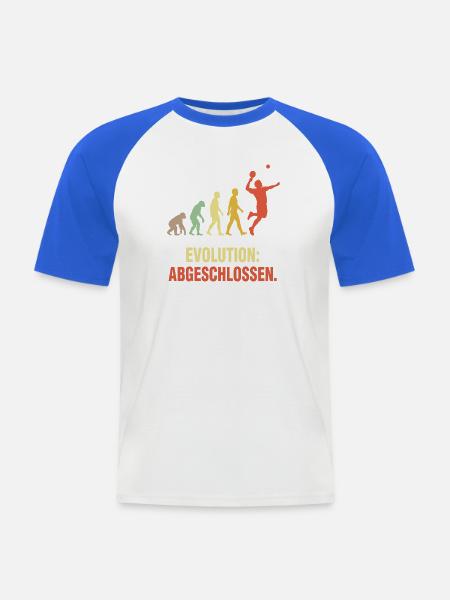 Evolution abgeschlossen Tischtennis Spruch - Männer Baseball-T-Shirt - Weiß/Royalblau