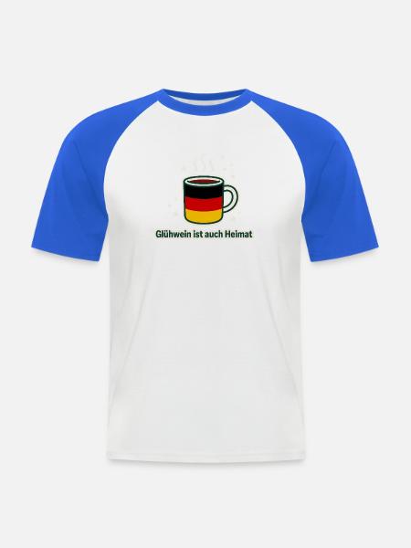 Glühwein Heimat Tasse Flaggen Design - Männer Baseball-T-Shirt - Weiß/Royalblau