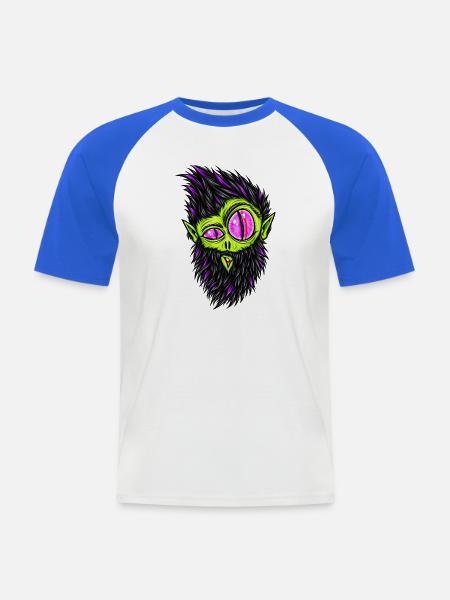 baertiger_Alien - Männer Baseball-T-Shirt - Weiß/Royalblau