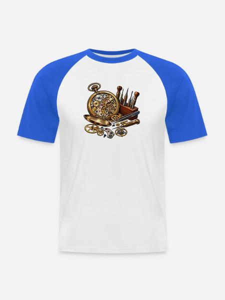 Uhrmacher Werkzeug – Steampunk Uhrwerk Kunst - Männer Baseball-T-Shirt - Weiß/Royalblau