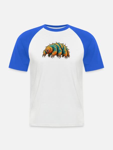 Bärtierchen – Bunte Mikroskopische Tierkunst - Männer Baseball-T-Shirt - Weiß/Royalblau