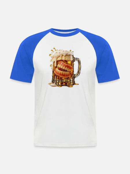 Bier, das lacht. - Männer Baseball-T-Shirt - Weiß/Royalblau