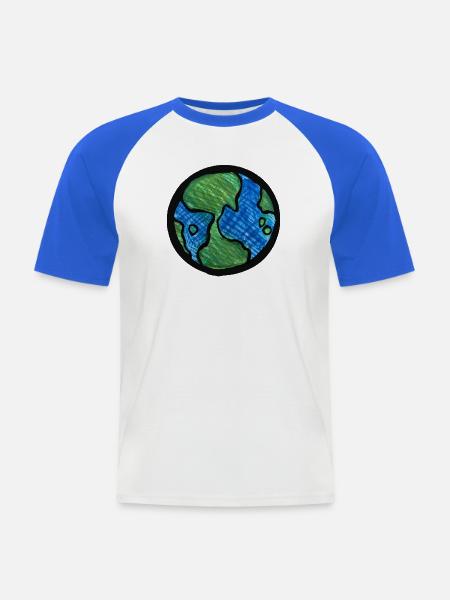 Earth Globe Aquarell - Männer Baseball-T-Shirt - Weiß/Royalblau