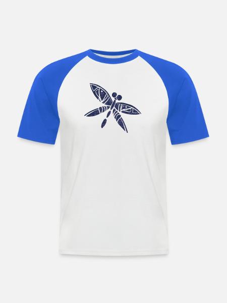 Violette Libellen-Aquarell - Männer Baseball-T-Shirt - Weiß/Royalblau