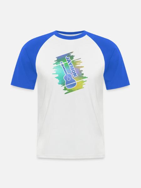 Jaymon als Gitarrenspielen - Männer Baseball-T-Shirt - Weiß/Royalblau