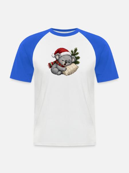 Schlafiges Koala-Weihnachtsnickerchen - Männer Baseball-T-Shirt - Weiß/Royalblau