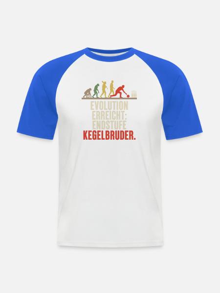 Evolution Endstufe Kegelbruder – Kegeln Spruch - Männer Baseball-T-Shirt - Weiß/Royalblau