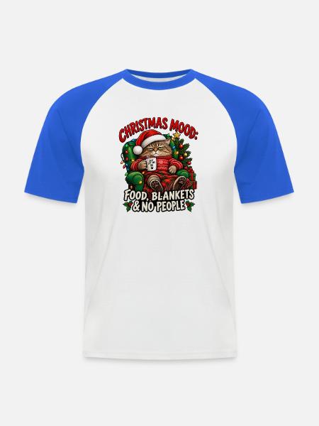 Weihnachtskatzen-Stimmung - Männer Baseball-T-Shirt - Weiß/Royalblau