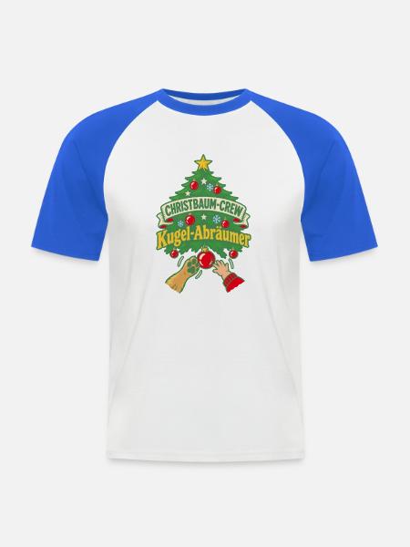 Christbaum-Crew Kugel-Abräumer - Männer Baseball-T-Shirt - Weiß/Royalblau