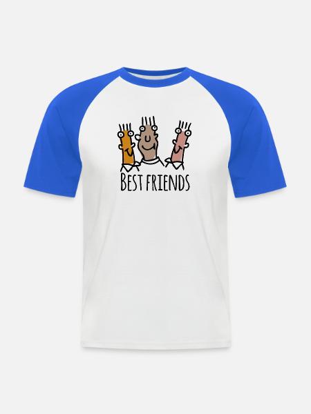 Drei Fingerfreunde Trio - Männer Baseball-T-Shirt - Weiß/Royalblau