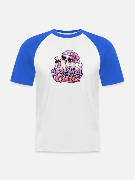 Dead Tired but Cute Halloween - Männer Baseball-T-Shirt - Weiß/Royalblau
