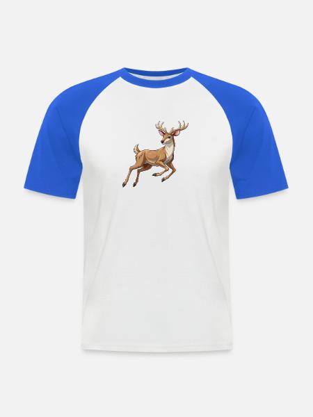 Weißwedelhirsch-Springen - Männer Baseball-T-Shirt - Weiß/Royalblau