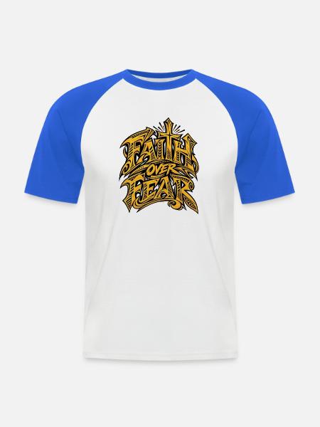 Glauben über Angst Graffiti - Männer Baseball-T-Shirt - Weiß/Royalblau