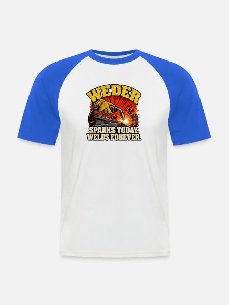 Schweißfunken für immer - Männer Baseball-T-Shirt - Weiß/Royalblau