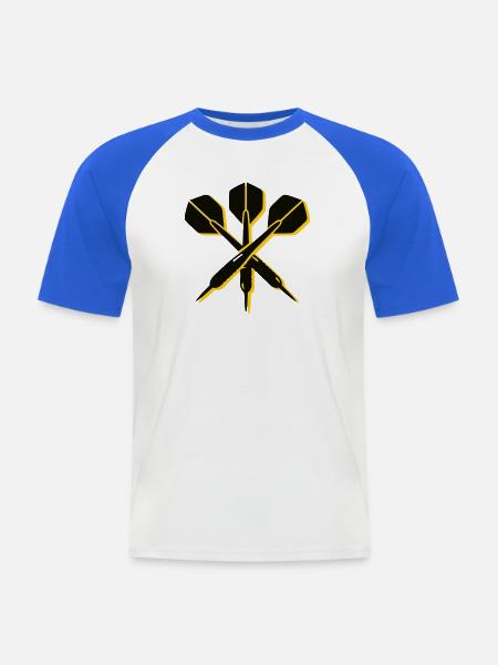 Gekreuzte Dartpfeile Logo - Männer Baseball-T-Shirt - Weiß/Royalblau