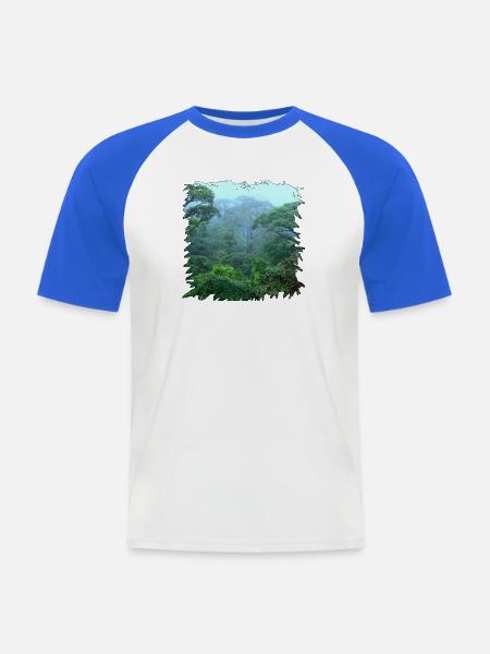 Regenwald Morgendunst - Männer Baseball-T-Shirt - Weiß/Royalblau