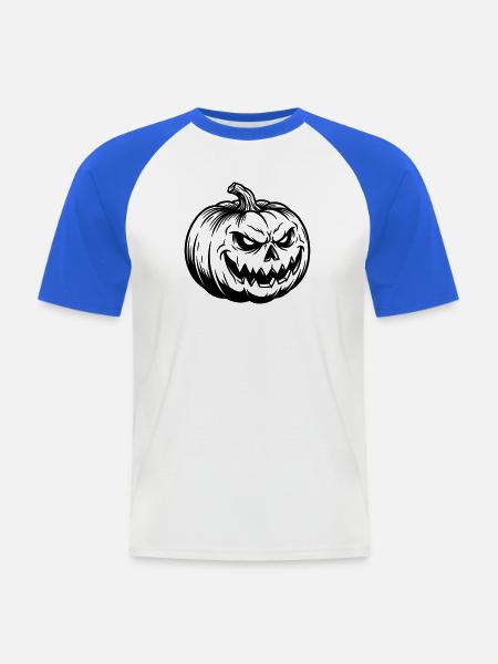 Böser Halloween Kürbis - Männer Baseball-T-Shirt - Weiß/Royalblau