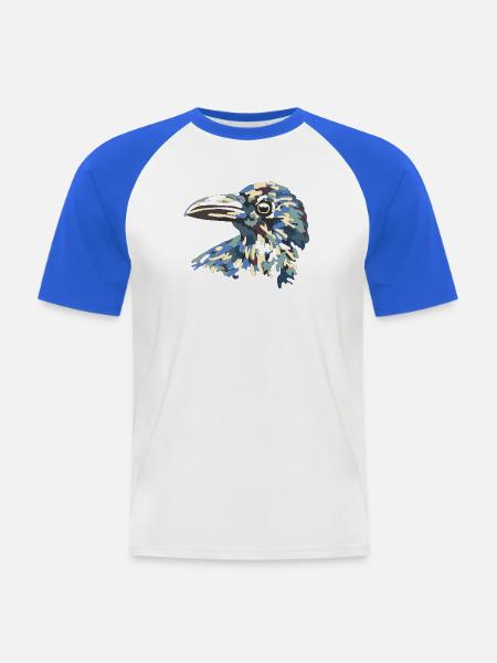 Kunstvoller Tarnvogelkopf - Männer Baseball-T-Shirt - Weiß/Royalblau