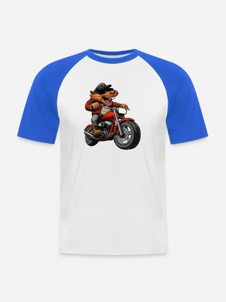 Biber Motorrad - Männer Baseball-T-Shirt - Weiß/Royalblau