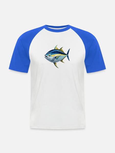 Thunfisch - Männer Baseball-T-Shirt - Weiß/Royalblau