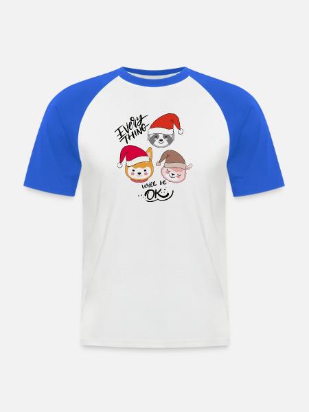 Weihnachtstrio mit Hüten - Männer Baseball-T-Shirt - Weiß/Royalblau