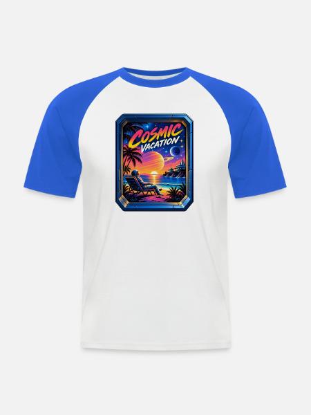Kosmischer Urlaub - Männer Baseball-T-Shirt - Weiß/Royalblau