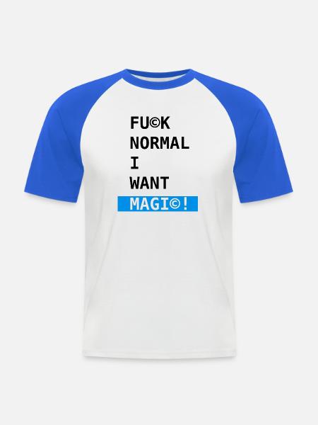 I Want Magic! - Männer Baseball-T-Shirt - Weiß/Royalblau