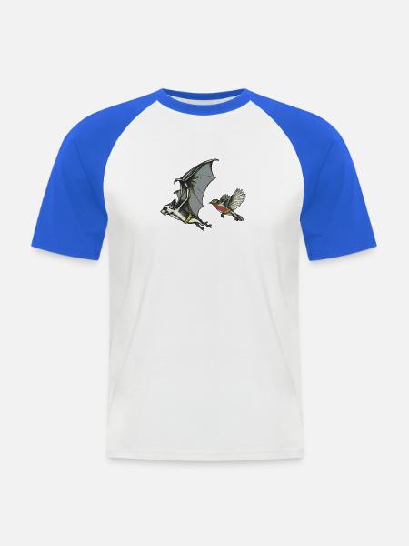 Retro Fledermaus und Vogel Duo - Männer Baseball-T-Shirt - Weiß/Royalblau