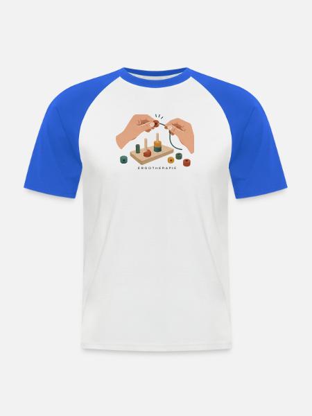 Ergotherapie Feinmotorik - Männer Baseball-T-Shirt - Weiß/Royalblau