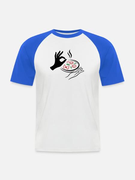 Pizza Lover – Italienische Pizza Geste - Männer Baseball-T-Shirt - Weiß/Royalblau