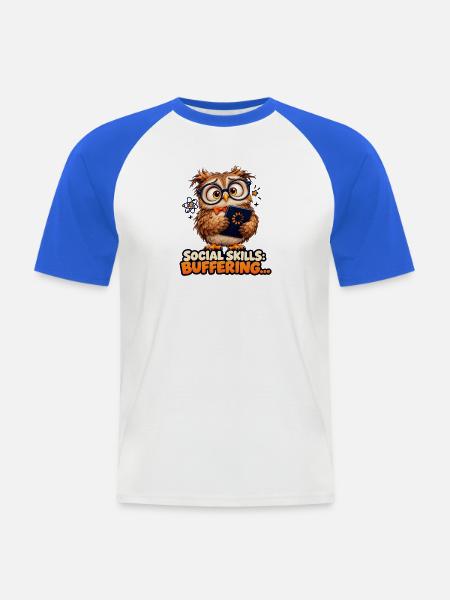 Social Skills: Buffering – Nerd-Eule - Männer Baseball-T-Shirt - Weiß/Royalblau