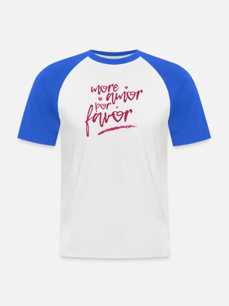 MoreAmor - Männer Baseball-T-Shirt - Weiß/Royalblau