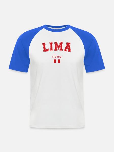 Lima Peru College Look - Männer Baseball-T-Shirt - Weiß/Royalblau