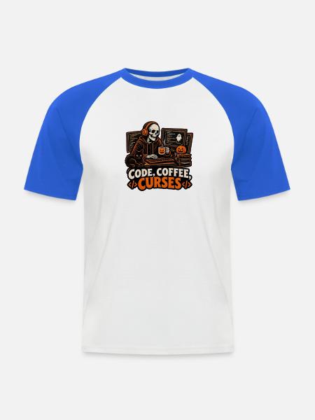 Code Kaffeeflüche - Männer Baseball-T-Shirt - Weiß/Royalblau