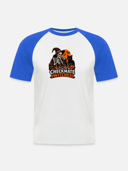 Schachmatt Hexen - Männer Baseball-T-Shirt - Weiß/Royalblau