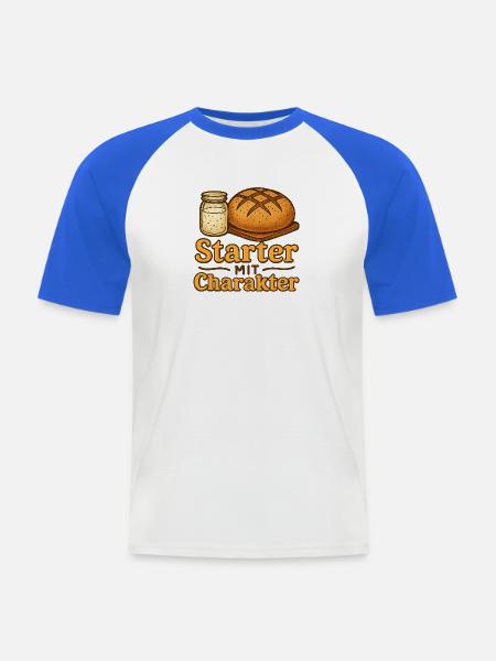 Sauerteigbrot Geschenk für Hobbybäcker - Männer Baseball-T-Shirt - Weiß/Royalblau