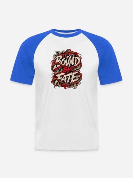 Bound by Fate: Kordelgrafik - Männer Baseball-T-Shirt - Weiß/Royalblau