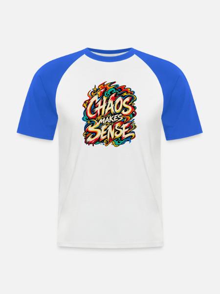 Chaos macht Sinn – Bunte Explosionskunst - Männer Baseball-T-Shirt - Weiß/Royalblau