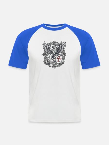 Wappen Greif Und Kreuz - Männer Baseball-T-Shirt - Weiß/Royalblau