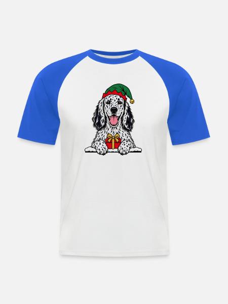 Weihnachten English Setter - Männer Baseball-T-Shirt - Weiß/Royalblau